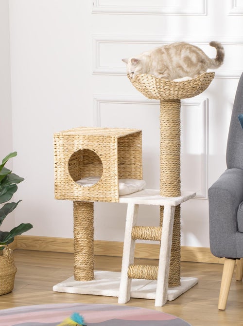 Arbre à chat style cosy chic quenouille peluche polyester - Kiabi