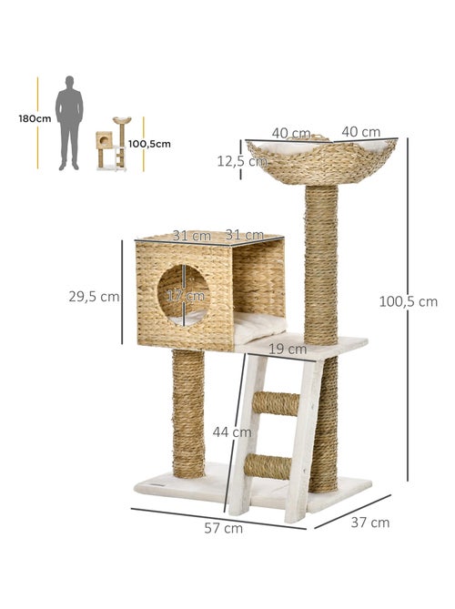 Arbre à chat style cosy chic quenouille peluche polyester - Kiabi