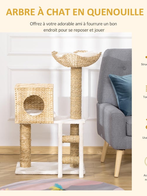 Arbre à chat style cosy chic quenouille peluche polyester - Kiabi