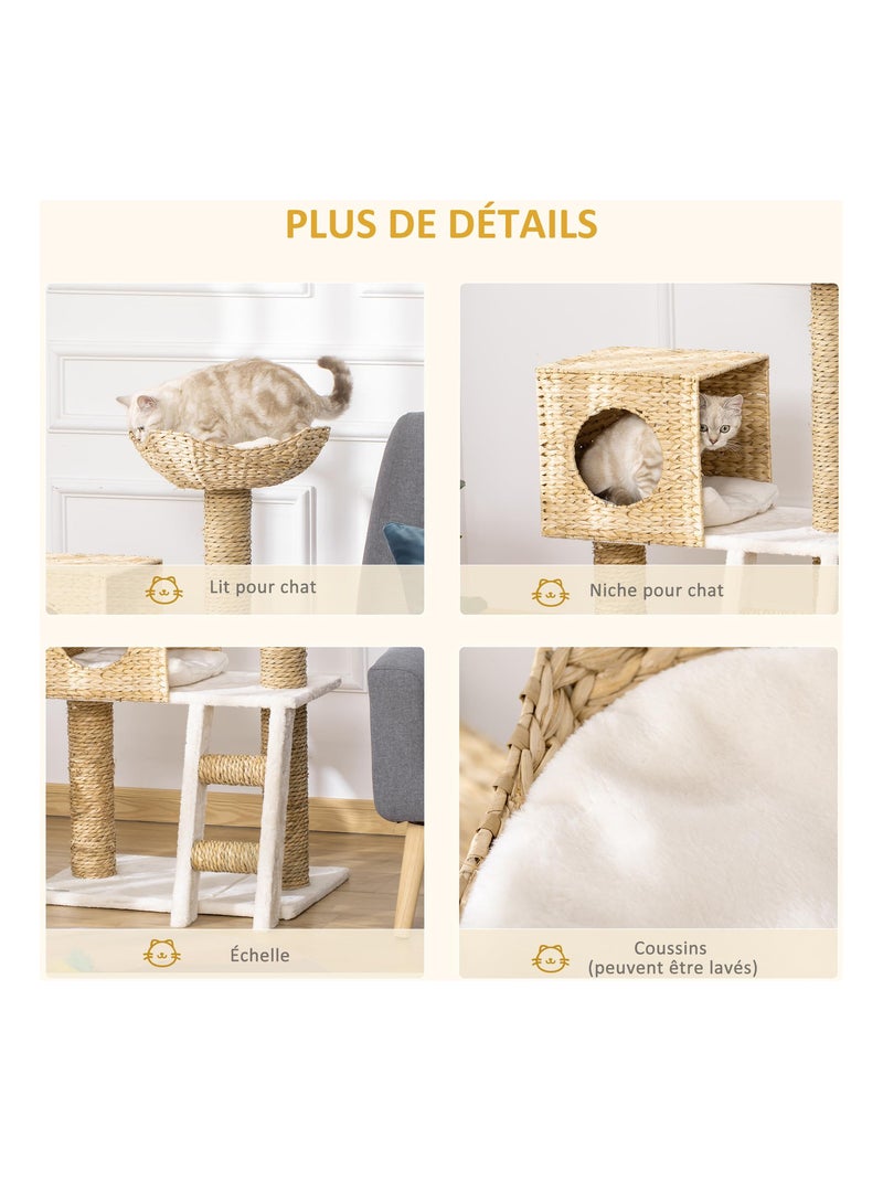 Arbre à chat style cosy chic quenouille peluche polyester Beige - Kiabi