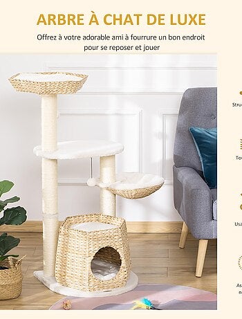 Arbre à chat style cosy chic quenouille sisal naturel