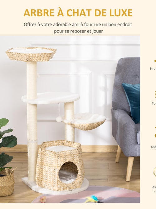 Arbre à chat style cosy chic quenouille sisal naturel - Kiabi