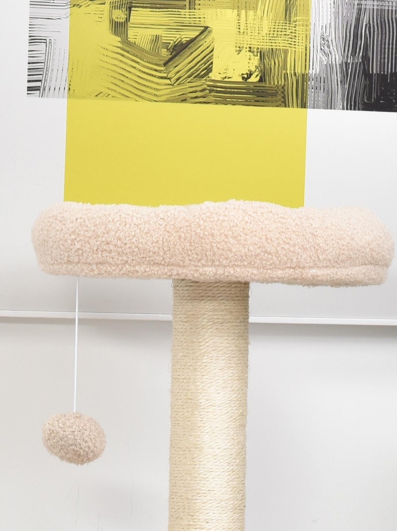 Arbre à Chats avec Griffoir Niche Poteaux Peluche Haute Densité 45L x 40L x 148H cm Beige - Kiabi