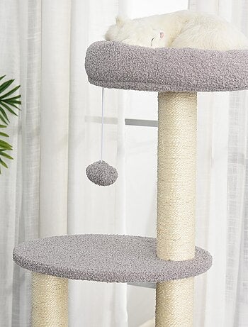 Arbre à Chats avec Griffoir Niche Poteaux Peluche Haute Densité 45L x 40L x 148H cm