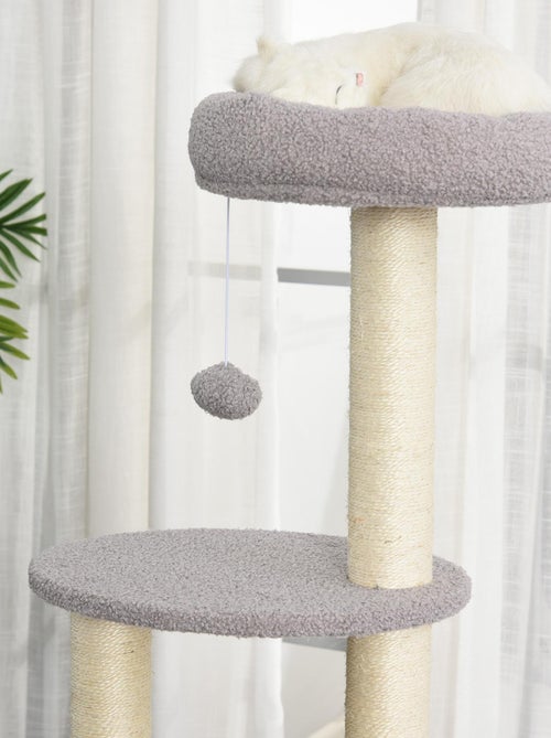 Arbre à Chats avec Griffoir Niche Poteaux Peluche Haute Densité 45L x 40L x 148H cm - Kiabi