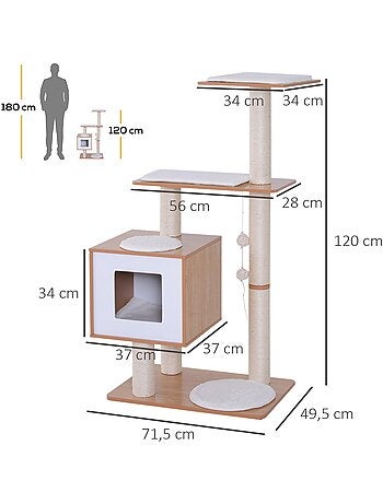Arbre à chats design contemporain beige hêtre clair