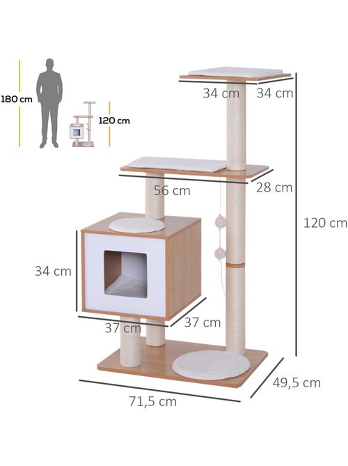 Arbre à chats design contemporain beige hêtre clair - Kiabi
