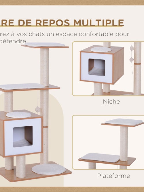 Arbre à chats design contemporain beige hêtre clair - Kiabi