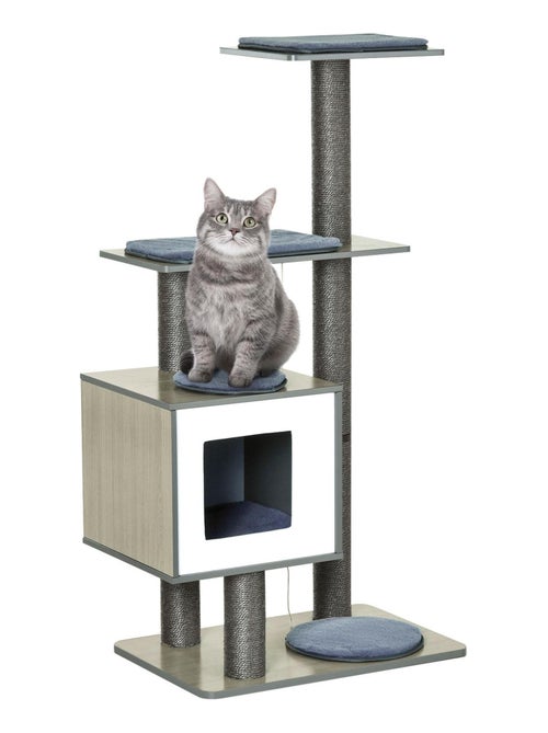 Arbre à chats design contemporain beige hêtre gris - Kiabi