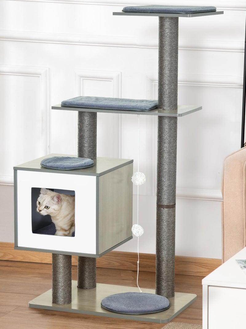 Arbre à chats design contemporain beige hêtre gris Gris - Kiabi