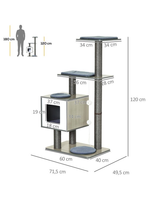 Arbre à chats design contemporain beige hêtre gris - Kiabi