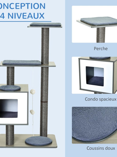 Arbre à chats design contemporain beige hêtre gris - Kiabi