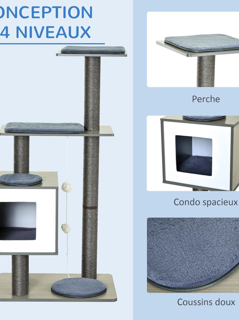 Arbre à chats design contemporain beige hêtre gris Gris - Kiabi