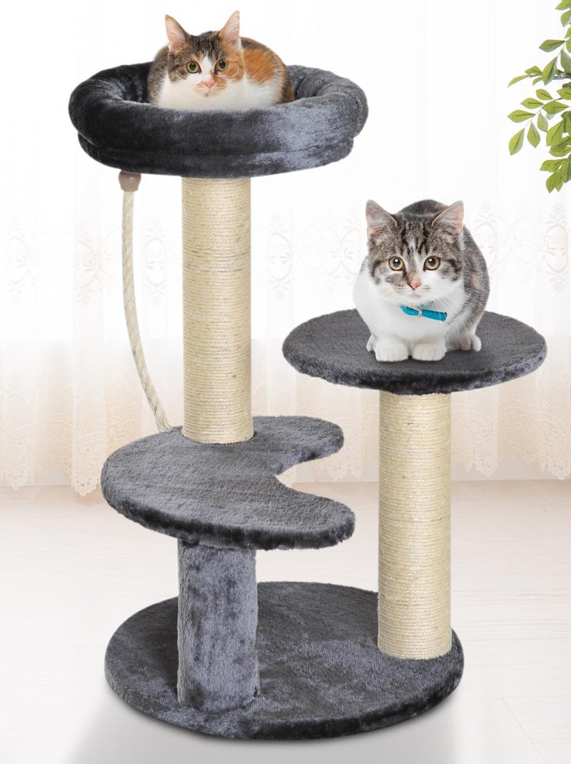 Arbre à chats griffoirs plateformes corde Ø 40 x 65H cm gris Gris - Kiabi