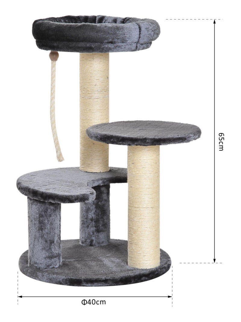 Arbre à chats griffoirs plateformes corde Ø 40 x 65H cm gris Gris - Kiabi