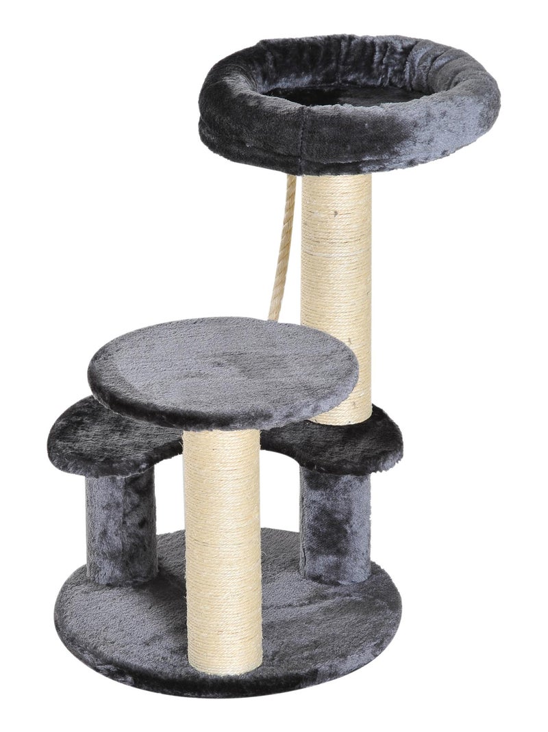 Arbre à chats griffoirs plateformes corde Ø 40 x 65H cm gris Gris - Kiabi