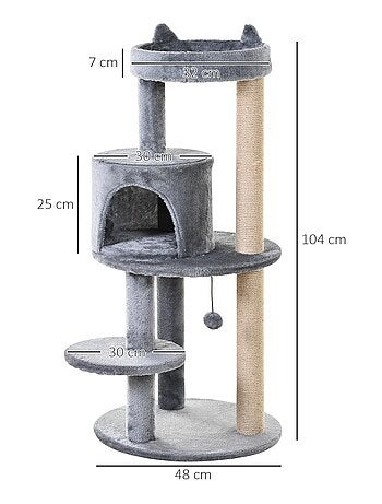 Arbre à chats griffoirs plateformes niche jeu boule suspendue