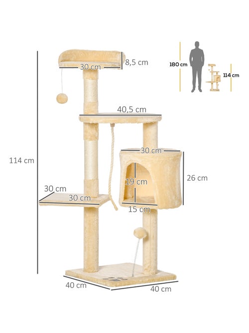 Arbre à chats multi équipements beige - Kiabi