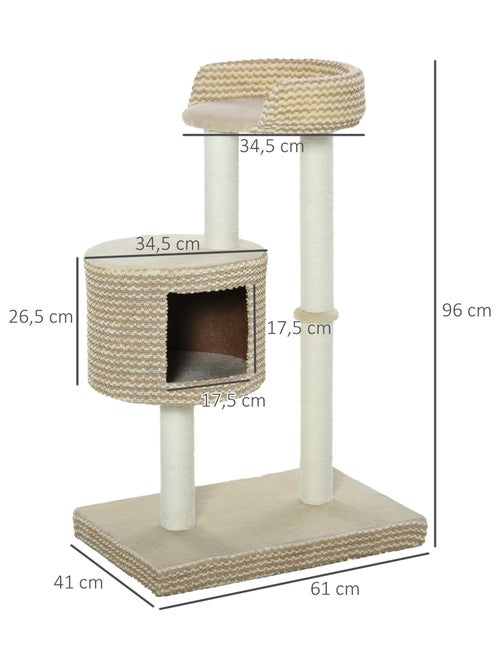 Arbre à chats style cosy chic griffoirs niche plateforme bicolore beige café - Kiabi