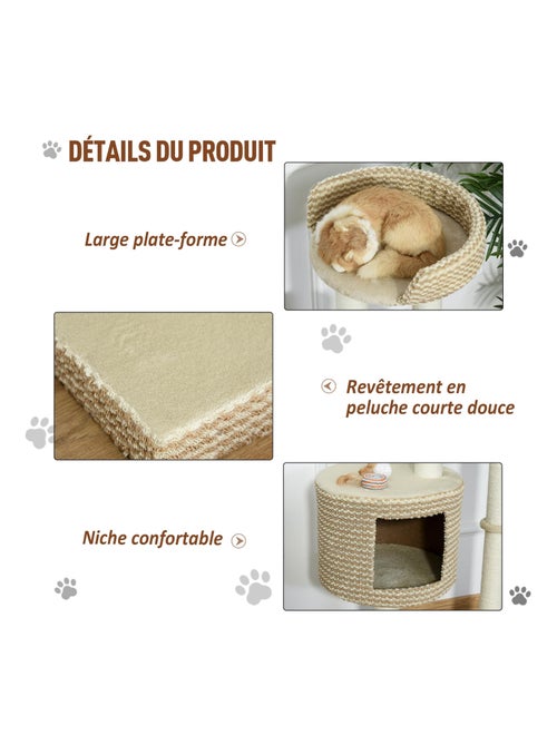Arbre à chats style cosy chic griffoirs niche plateforme bicolore beige café - Kiabi