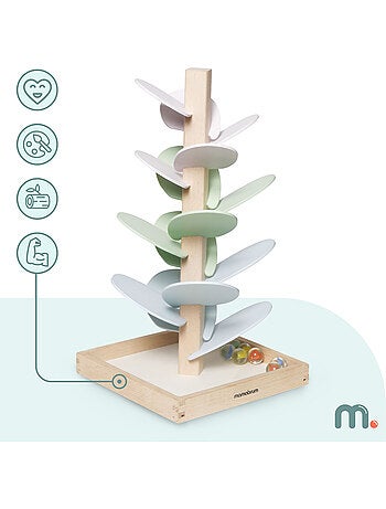 Arbre a sons circuit bille bois enfant feuilles balles mamabrum