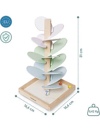 Arbre a sons circuit bille bois enfant feuilles balles mamabrum