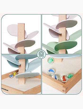 Arbre a sons circuit bille bois enfant feuilles balles mamabrum