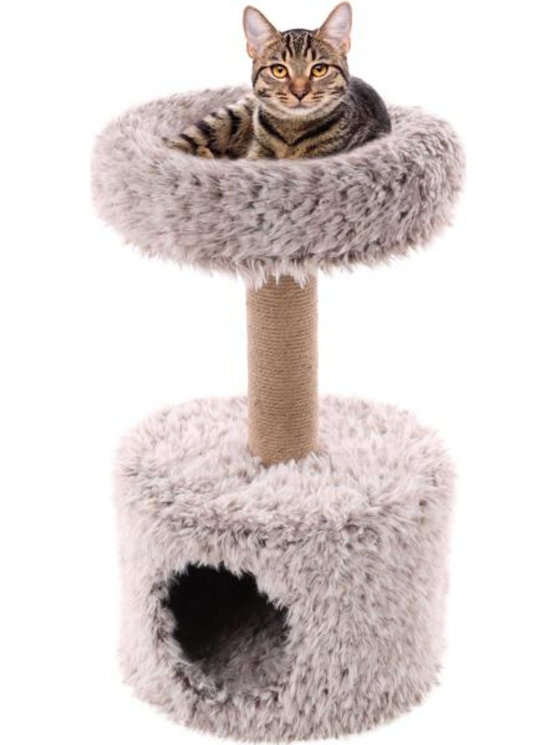 Arbre griffoir chat avec cachette cosy Gris clair - Kiabi