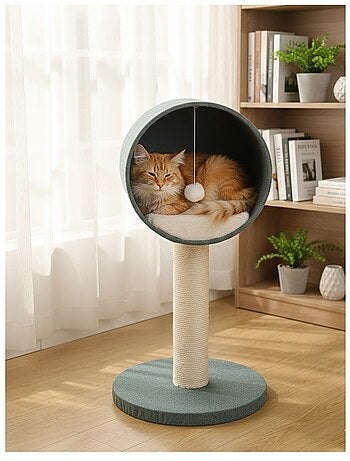 Arbre Griffoir pour chat avec cachette et jeu Scandi
