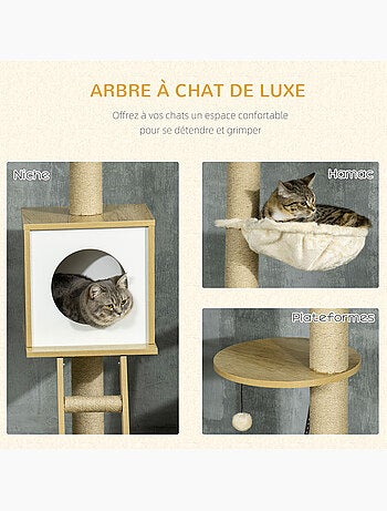 Arbres à chat 2 pièces style nordique - hauteur réglable - bois clair jute