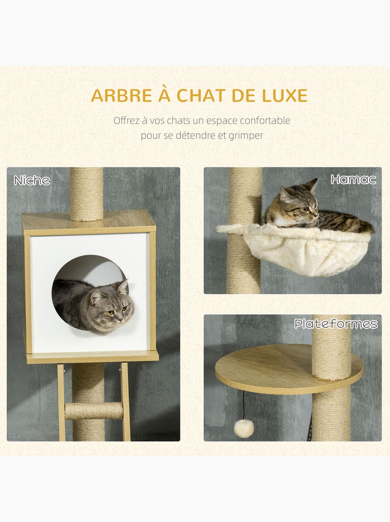 Arbres à chat 2 pièces style nordique - hauteur réglable - bois clair jute Beige - Kiabi