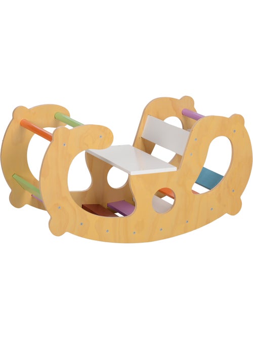 Arche d'escalade enfant jouet à bascule 2 en 1 bois pin naturel multicolore - Kiabi