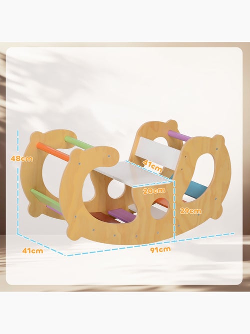 Arche d'escalade enfant jouet à bascule 2 en 1 bois pin naturel multicolore - Kiabi