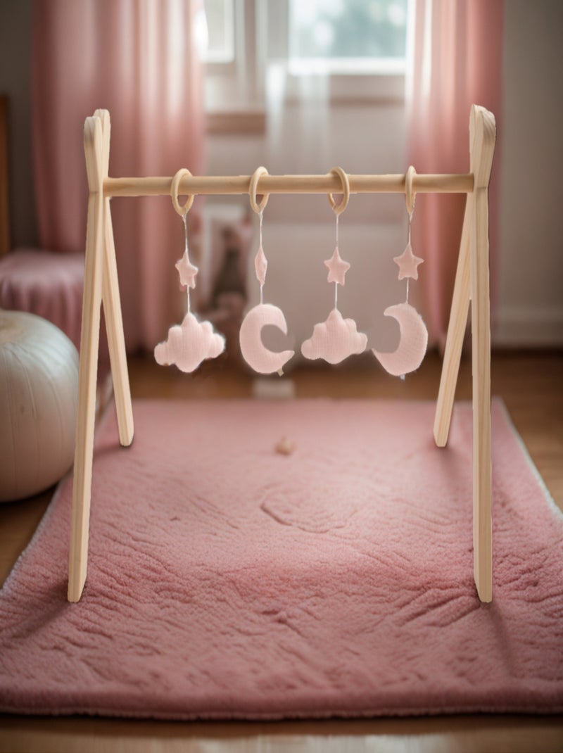 Arche d'éveil bois avec 4 jouets - SAUTHON Rose - Kiabi