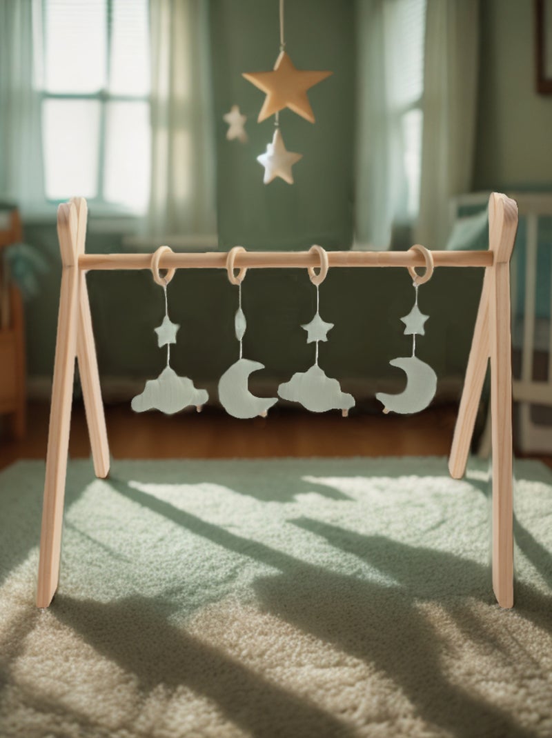 Arche d'éveil bois avec 4 jouets - SAUTHON Vert - Kiabi