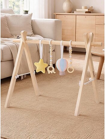 Arche d'éveil bois avec 4 jouets LIONELO Anis - Pliable