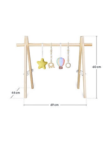 Arche d'éveil bois avec 4 jouets LIONELO Anis - Pliable