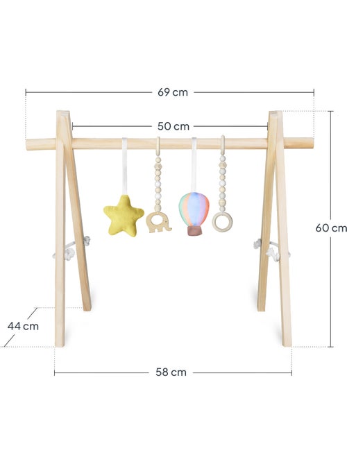 Arche d'éveil bois avec 4 jouets LIONELO Anis - Pliable - Kiabi Arche d'éveil bois avec 4 jouets LIONELO Anis - Pliable - Kiabi
