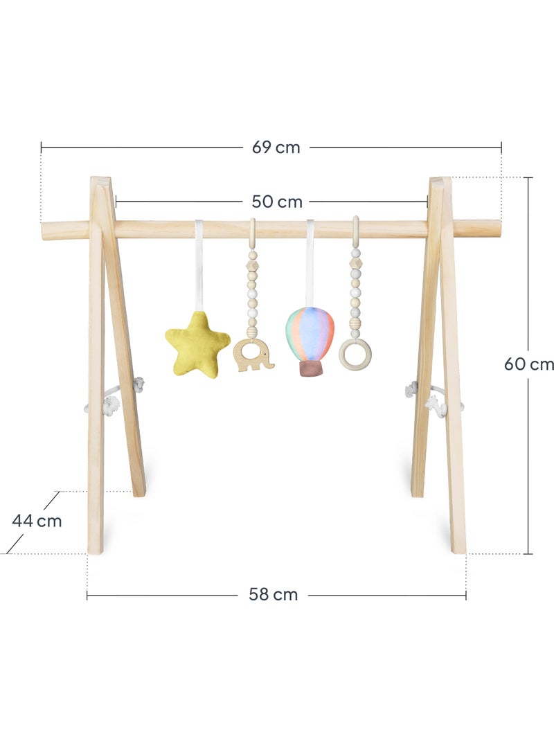 Arche d'éveil bois avec 4 jouets LIONELO Anis - Pliable Bois naturel - Kiabi