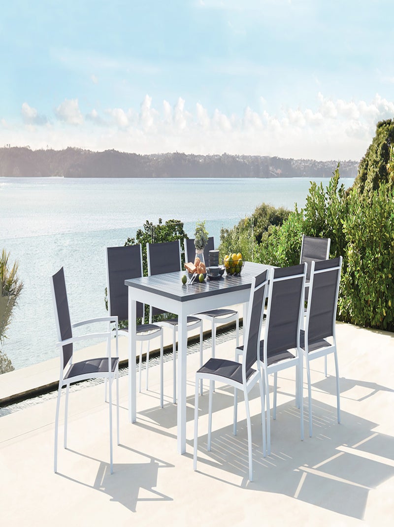 AREZZO Table de jardin extensible et 8 chaises alu-toile PVC blanc Blanc - Kiabi