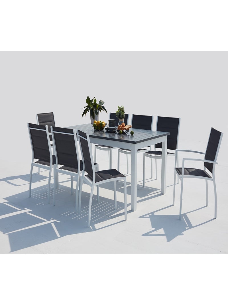 AREZZO Table de jardin extensible et 8 chaises alu-toile PVC blanc Blanc - Kiabi