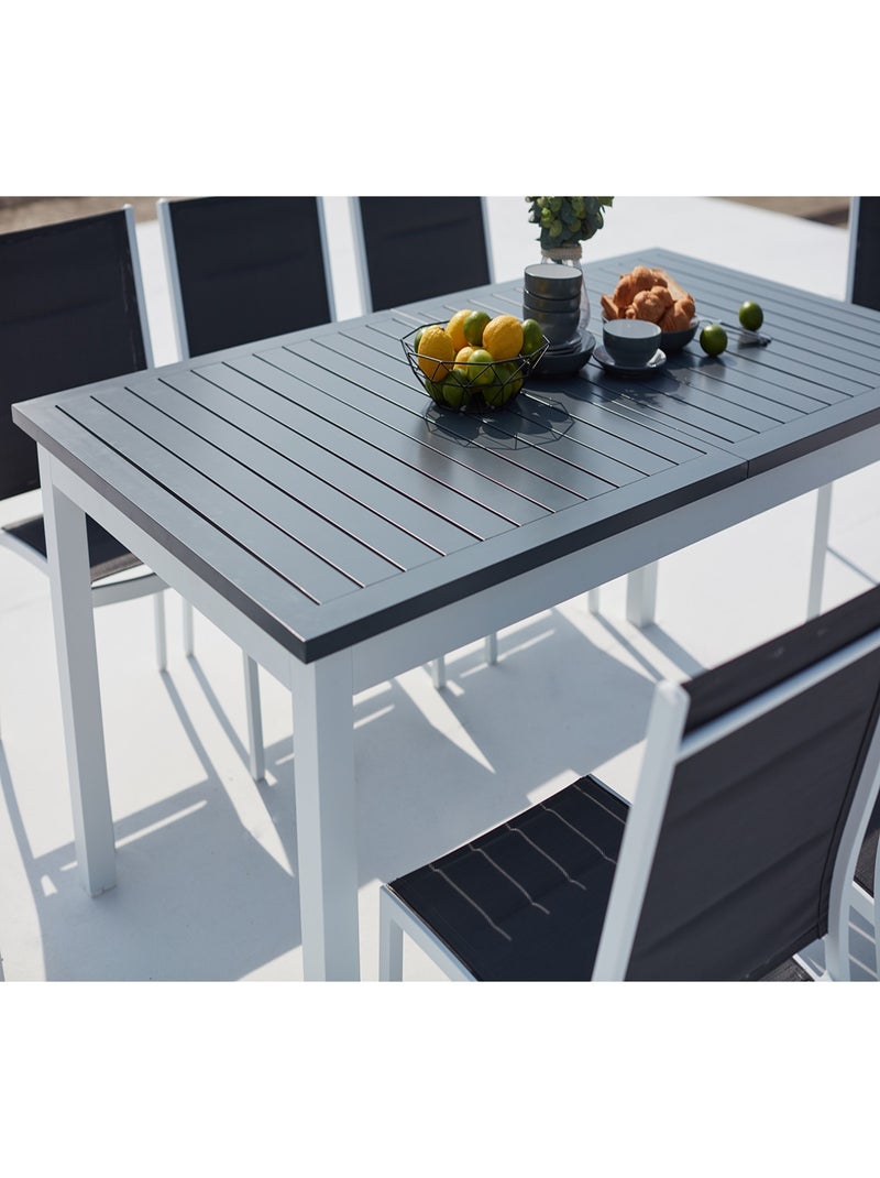 AREZZO Table de jardin extensible et 8 chaises alu-toile PVC blanc Blanc - Kiabi