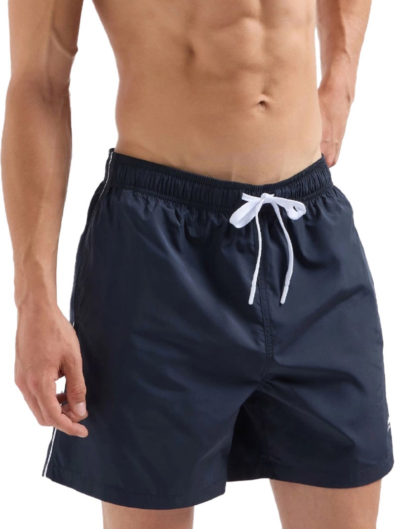 Armani Exchange - Short de bain motif/style Passepoil contrasté Bleu marine - Kiabi