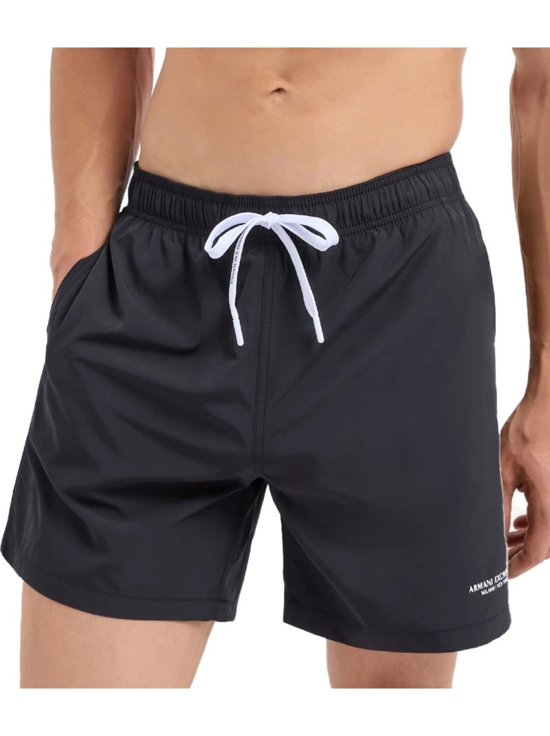 Armani Exchange - Short de bain motif/style Passepoil contrasté Noir - Kiabi