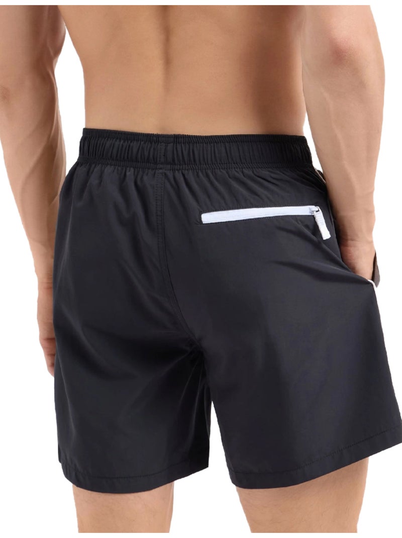 Armani Exchange - Short de bain motif/style Passepoil contrasté Noir - Kiabi