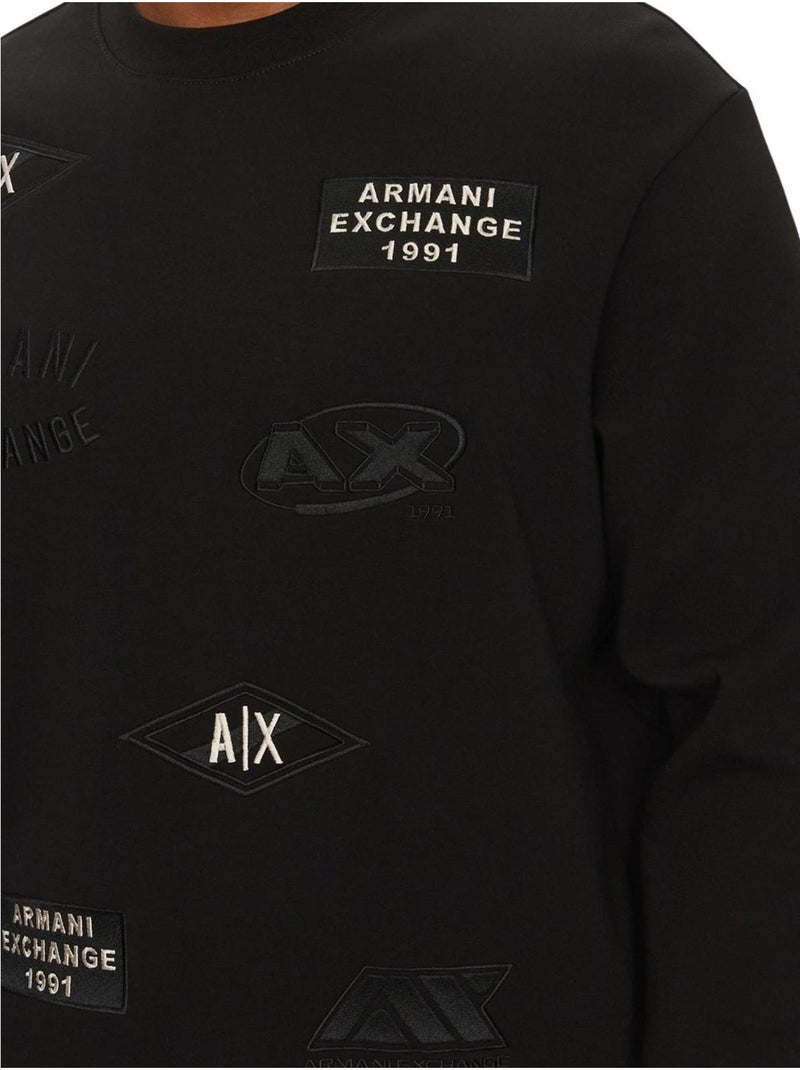 Armani Exchange - Sweat motif/style Logo répété Noir - Kiabi
