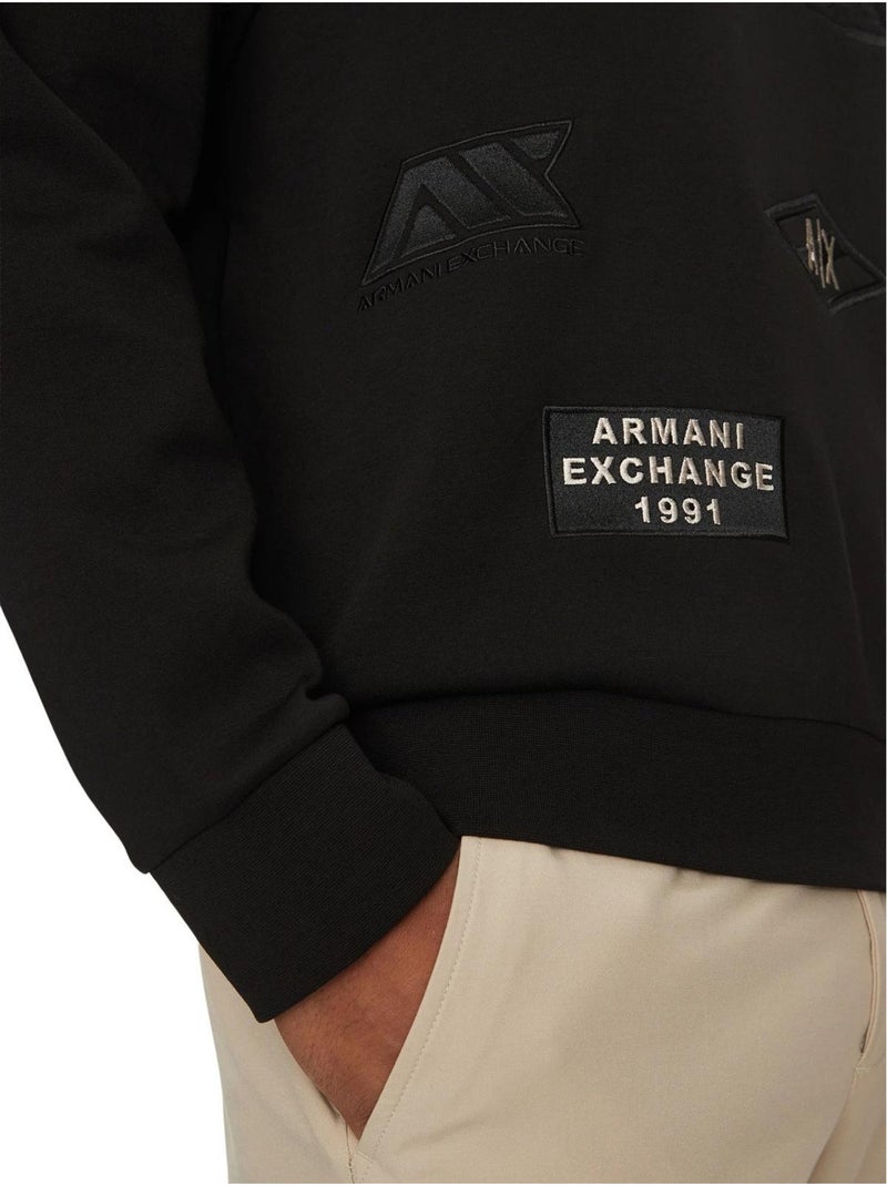 Armani Exchange - Sweat motif/style Logo répété Noir - Kiabi