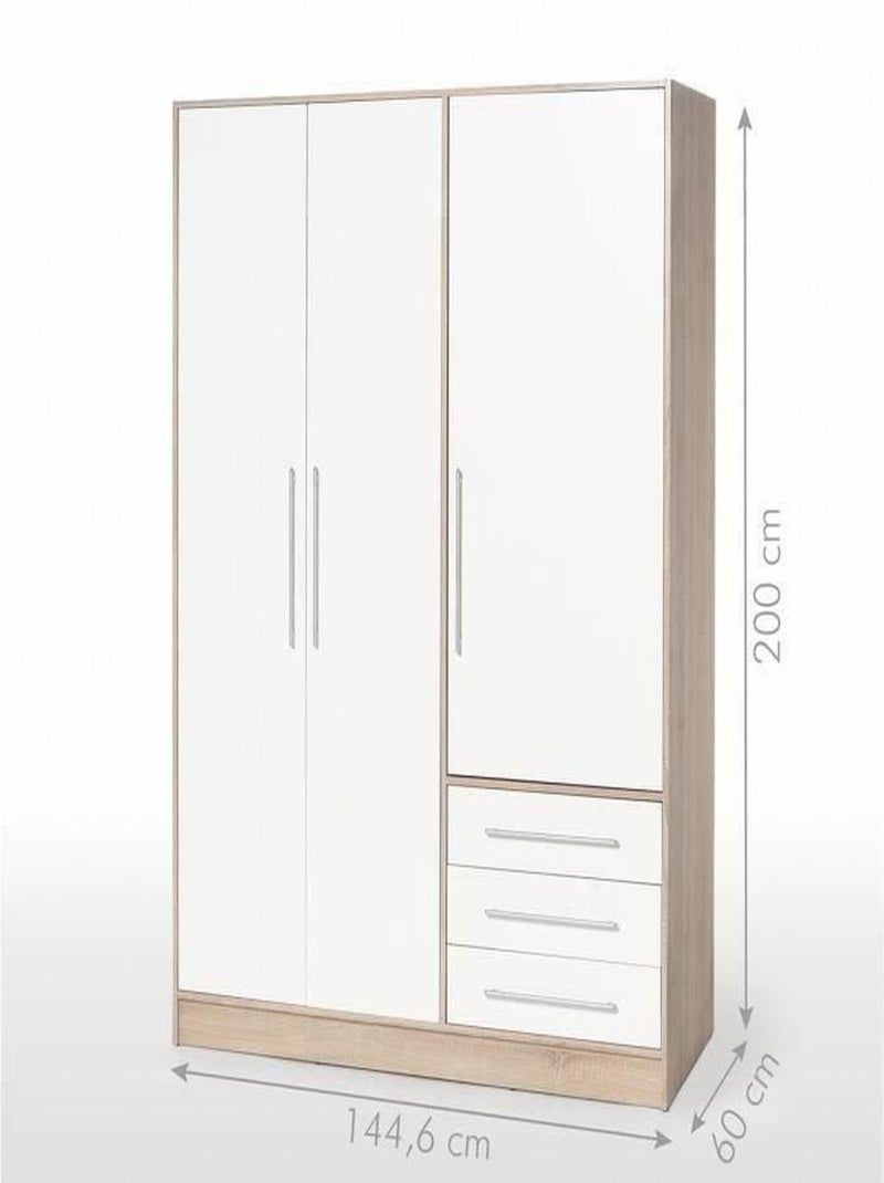 Armoire - Bois aggloméré chêne et blanc - Chambre - AUCUNE Blanc - Kiabi