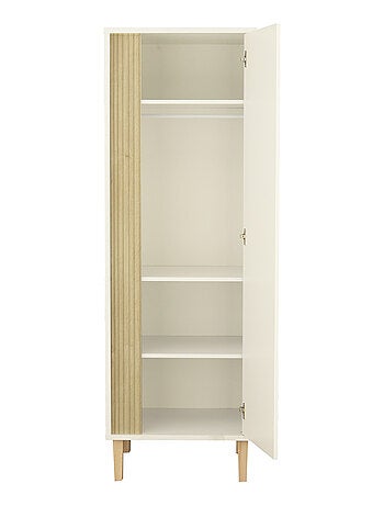 Armoire 1 porte détail imitation bois texturé et pieds bois - SAUTHON