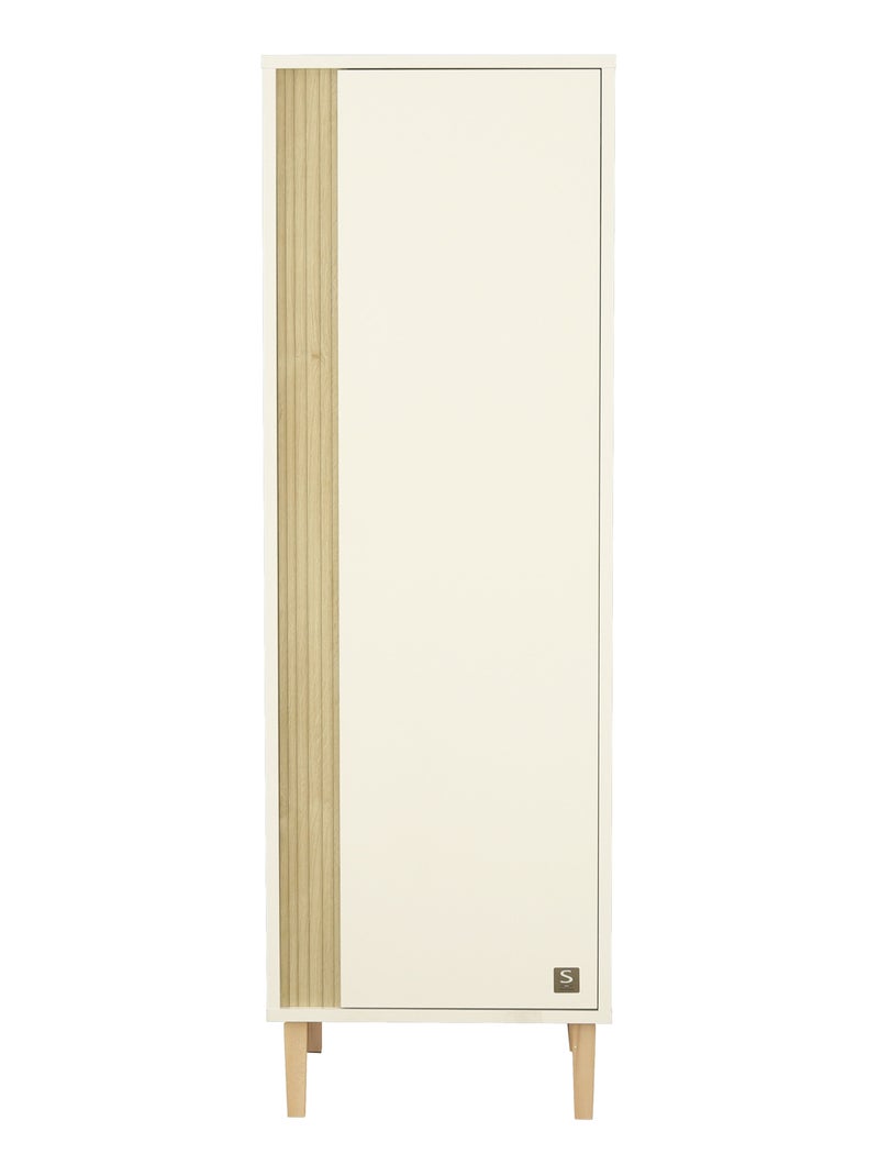 Armoire 1 porte détail imitation bois texturé et pieds bois - SAUTHON Blanc Marron - Kiabi
